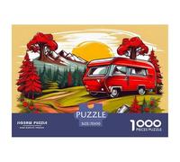 Red RV in The Mountains Jigsaw Puzzles for Adults Kids Interesting Puzzles 1000 Pieces Impossible Puzzle Home Decoration Gifts 70x50cm/1000pcs