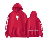 (Red, S) Casual Unisex Hooded Sweatshirt Billie Eilish for Pullover Hoodie for Men Women