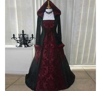 (red, S) (Joy choose)Women Vintage Retro Gothic Long Sleeve Hooded Dress Long Gown Dresses