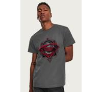 Red S Logo Daily Planet Globe T-Shirt Superman Charcoal XXL