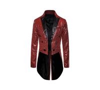 (Red, S) Men Shiny Sequin Glitter Embellished Blazer Jacket Men Nightclub Prom Suit Blazer Costume Homme Singers Stage Clothes Tuxedo New