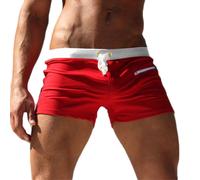 (Red, S) Men Swimming Shorts Swimwear Swim Briefs Underwear Boxer Trunks Pants Summer