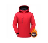 (Red, S) Men's Winter Inner Fleece Waterproof Jacket Custom Printing Embroidery Logo Outdoor Windbreaker Hiking Camping Thermal Coat