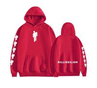 (Red, S) Unisex Hooded Sweatshirt Billie Eilish for Pullover Hoodie for Men Women UK