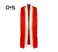(red, S) Women Halloween Cloak King Queen Cosplay Lace-up Floor Length Color Matching Lace Decoration Performance Festivals Cape Robe