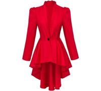 (Red, S) Women's Steampunk Victorian Jacket Coat Medieval Vintage Gothic Tailcoat Long Sleeve Tuxedo Shirt