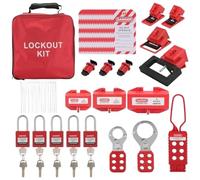 Red Safety Padlock Set - With Thermoplastic Padlocks - Circuit Breaker Locks - Nylon Clips - Compliant Lockout Tagout Kit - Multi-user Electrical Lockout