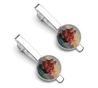 Red Sailed Pirate Ship at Sunset Tie Clips for Men Classic Necktie Tie Bars Tie Pins for Wedding Business