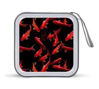 Red Salmon Fish Funny CD Case 40 Capacity DVD Holder Portable Storage Disc Binder Wallet for Car Home Travel