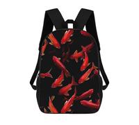 Red Salmon Fish Printed 17 Inch Daypack Unisex Shoulder Backpacks Travel Laptop Backpack for Women Men
