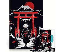 Red Samurai Girl Hard Jigsaw Puzzle for Adults 1000 Pieces Recall Boost Quiet Calm Smooth Cut Classic Gift (38x26cm)