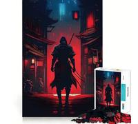 Red Samurai Warrior Hard Jigsaw Puzzle for Adults 1000 Pieces Recall Boost Quiet Calm Smooth Cut Classic Gift (50x75cm)