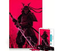 Red Samurai Warrior with Lightning Sword 1000 Piece Jigsaw Puzzles for Adults Teenagers Recall Build Slow Enjoy Exact Cut Art Collectible (38x26cm)