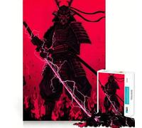 Red Samurai Warrior with Lightning Sword Jigsaw Puzzles 1000 Piece for Teenagers Strong Logic Toy Mental Relax Clear Edge Stylish Gift (50x75cm)