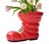 Red Santa Boot Vase, Ceremic Christmas Vase Table Centerpieces, Small Cowboy Boot Vase, Christmas Decorations Indoor, Living Room, Bedroom