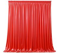 Red Satin Backdrop Curtains 6 Panels - Glitter Photo Drapes for Baby Shower, 30x10FT Shimmer Back Drop Cloth, Wrinkle Free for Birthday Party Prom Holiday Stage Background