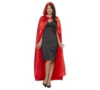 Red Satin Hooded Cape Fancy Dress Costume Accessory One Size