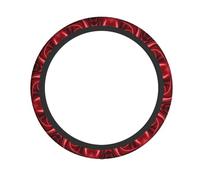 Red Satin Printed Steering Wheel Cover Elastic Stretch Car Wheel Wrap Breathable Non-Slip Steering Wheel Protector for Car Truck SUV