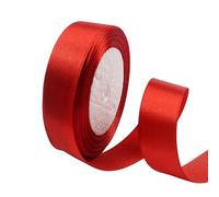Red Satin Ribbon 25mm,23 Meters Solid Colors Fabric Ribbon Balloon Ribbon Cake Ribbon Thick Red Ribbon for Crafting,Gift Wrapping,Wedding,DIY Sewing Project,Hair Bows Making,Cake Birthday Party Decors
