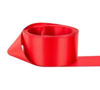 Red Satin Ribbon - 50mm Wide - 3 Meters - Many Colours - Buy 3 & Get 1 Free for Gifts Wrap Sew Party, Decorations Events Dress Wedding Christmas Crafts, Bows Car, Floral DIY, Bouquets, Cake More