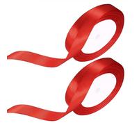 Red Satin Ribbon for Gift Wrapping Ribbon, 2 Rolls 15mm x 22M Red Ribbon for Crafting Flower Bouquets Presents Balloon Valentines Gifts DIY Craft Hair Bows Making Cake Wedding Decorations Ribbons