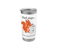 Red says, Leave only Footprints, Lake District Squirrel Stainless Steel Insulated Tumbler