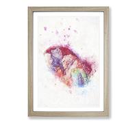 Red Scarlet Macaw Parrot in Abstract Framed Print | A2 Oak Framed Wall Art | Ready to Hang | Abstract Animal Picture | Living Room Bedroom Lounge Office