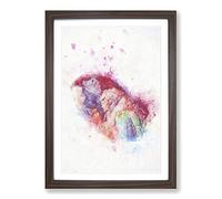 Red Scarlet Macaw Parrot in Abstract Framed Print | A2 Walnut Framed Wall Art | Ready to Hang | Abstract Animal Picture | Living Room Bedroom Lounge Office