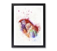 Red Scarlet Macaw Parrot In Abstract Modern Framed Print | A3 Black Framed Wall Art | Ready to Hang | Abstract Animal Picture | Living Room Bedroom Lounge Office