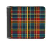 Red Scottish Tartan Plaid Men's Wallet Bifold RFID Blocking Wallet Slim Billfold Pocket with Card Holders for Women