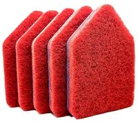 Red Scouring Pads 5 Pack, Fit Extendable Tub Tile Scrubber Brush, Scrub Pads Refill Replacement Pads for Cleaning Bathroom Kitchen Toilet Tile Sink, Compatible with Moku, Yocada, Cleanhome & Others