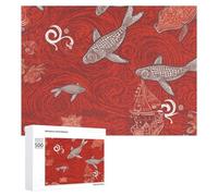Red Sea Animal Puzzle for Adults Wooden Jigsaw Puzzle for Mother's Day Premium Puzzle with Unique Art Design Challenging Brain Teaser Birthday Gift for All Ages 500 PCS