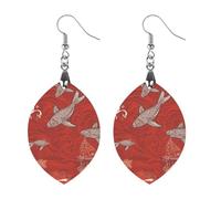 Red Sea Animal Wooden Earrings for Women, Vintage Elegant Wood Jewelry, Lightweight Earrings for Wedding, Party, Everyday Jewelry Gift, Apricot shaped, Wood, wood