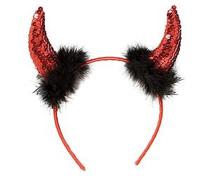 Red Sequin Devil Horns Accessory for Halloween Lucifer Satan Fancy Dress