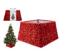 Red Sequin Folding Tree Skirt - 1 Piece - Elegant & Space-Saving Design - Perfect for Festive Holiday Christmas Decorations
