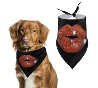 Red Sequin Lip Cute Dog Bandanna Scarf Printed Adjustable Triangle Pet Kerchief for Dogs And Cats