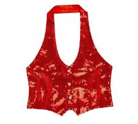 Red Sequin Vest Showtime Costume Women UK Size 12-14 (M)