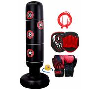 (Red Set) Kids Inflatable Punching Bag Target Freestanding