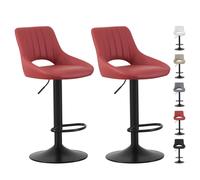 (RED) Set of 2 Height Adjustable Kitchen BarStool Stacey