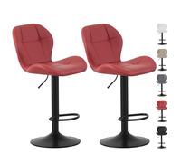 (RED) Set of 2 Height Adjustable Kitchen BarStool Stella