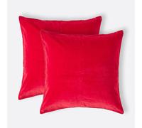 (Red) Set of 2 Velvet Cushion Covers, 40 x 40 cm