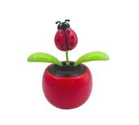 Red Seven-Starred Ladybug Solar Dancing Car Dashboard Decorations, Funny Solar Powered Dancing Flower Pot Car Ornaments Flower Swinging Toy for Car Decor, Funny Gifts for Friends Solar Power Kits