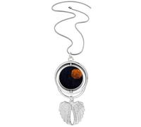 Red Shadow Planet Nebulae Blue Pendant Angel Wings Rotating Necklace Jewelry