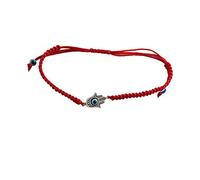 Red Shamballa Bracelet with Hamsa and Evil Eye Pendant