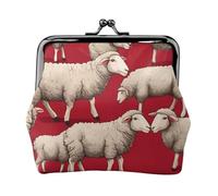 Red Sheep Print Fashion forward Women Coin Purse Cute Mini Zipper Wallet with Kiss Lock Waterproof