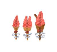 Red Sherbet Whippy Ice Cream Cone Stickers Set of 3 - Single, Twin & Waffle Cones