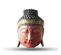 Red Shine Buddha Head Statue - Handcrafted 25Cm Home Decor