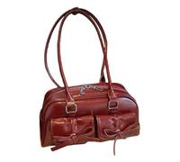 Red Shoulder Bag, Red Shoulder Bag - Red Bow Bag for Aesthetic Women | Top Handle Clutch, Hobo Bag with Bow Tie for Shopping
