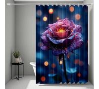 Red Shower Curtain, Shower Curtains Rose Bathroom Curtains with 12 Hooks, HD Printing Waterproof Bath Curtain Quick-Drying Washable for Wet Room, Bathroom Decor, Shower Stall 90x200cm -ly2507206