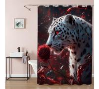 Red Shower Curtains for Bathroom 160 x 180 cm Extra Long Shower Curtain Animal 3D Waterproof Polyester Fabric with 12 Rings, Rustproof Eyelets, Weighted Hem, Quick-Drying Outdoor Garden Decor 9Q-204